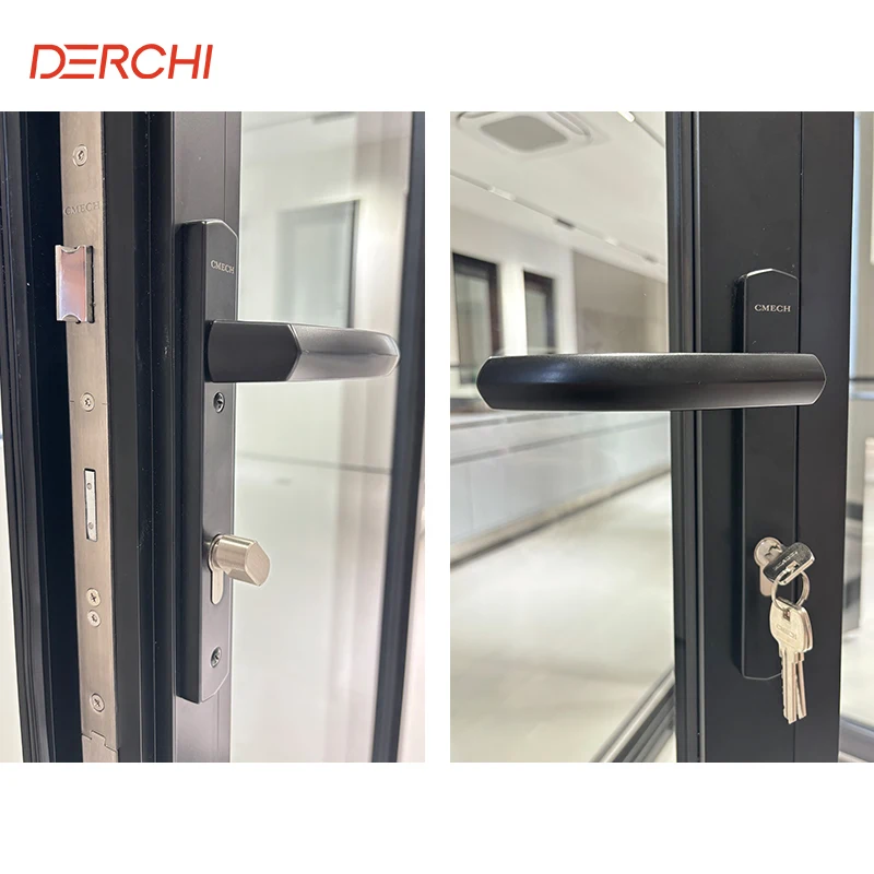 DERCHI NFRC America Hurricane Impact Aluminum Frame Large View Glass Foldable Doors Balcony Accordion Bi-Folding Patio Doors