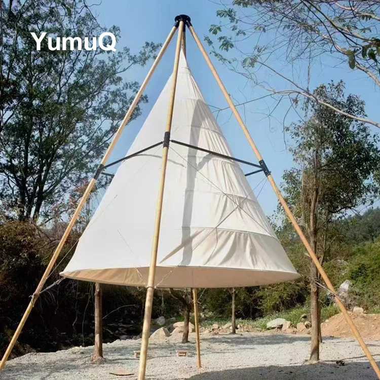 YumuQ Bamboo Cone Shape Lantern Tent Wind Resistance 8-10 Level for Tourist Attraction