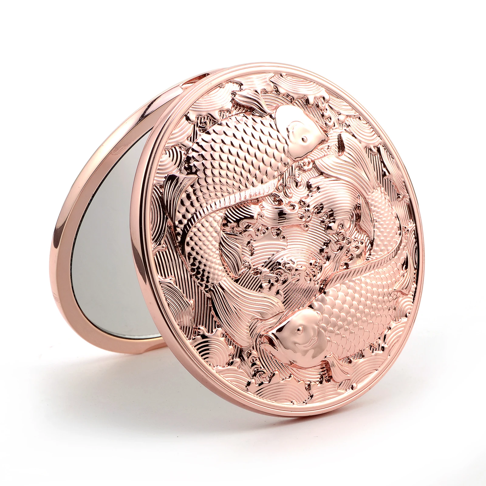 Pocket Mini Makeup Mirror Hand held Vanity  Makeup Mirror Cosmetic Fish  Compact Pocket Engraved reliefs can be customised