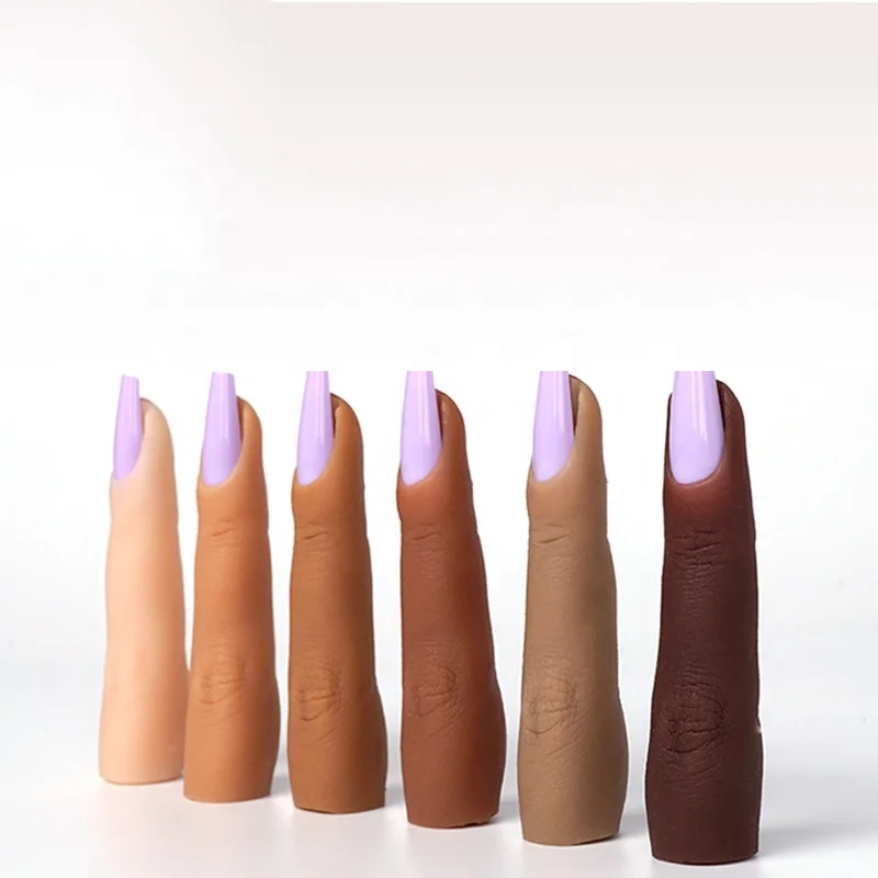 Practice Fake Nails Model Flexible Bendable Mannequin Finger Silicone Nail Training Finger for Acrylic Nails