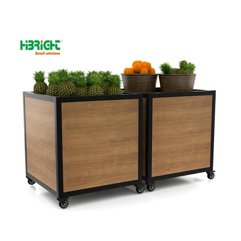 Fresh Design Foldable Wooden Display Shelf Crate with Large Capacity for Vegetables and Fruits