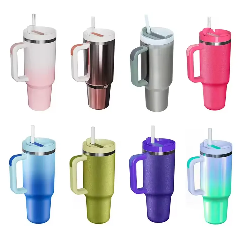 Hot sale 40oz straw tumbler with customized color logo special and gorgeous shape double wall stainless steel cup