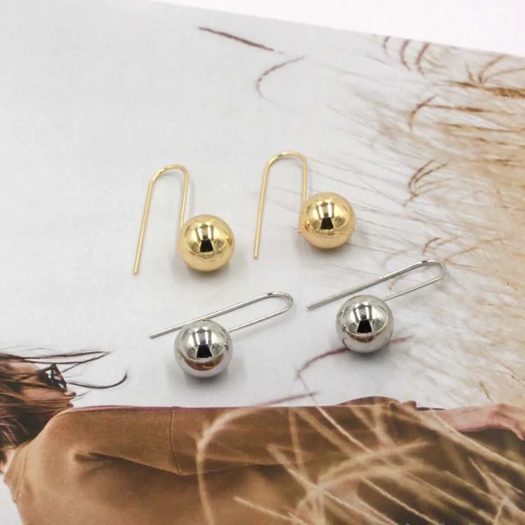 New hanging spherical brass Earrings women fashion 18K Gold Plated jewelry Korean creative personalized hoop earrings wholesale