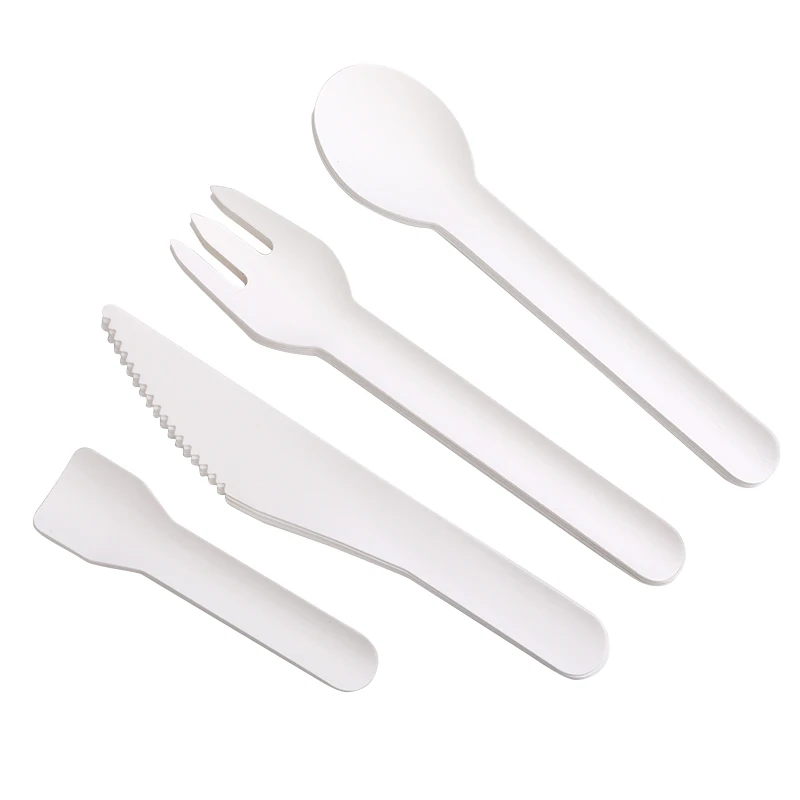 Natural disposable paper cutlery bio degradable spoon fork knife cutlery set