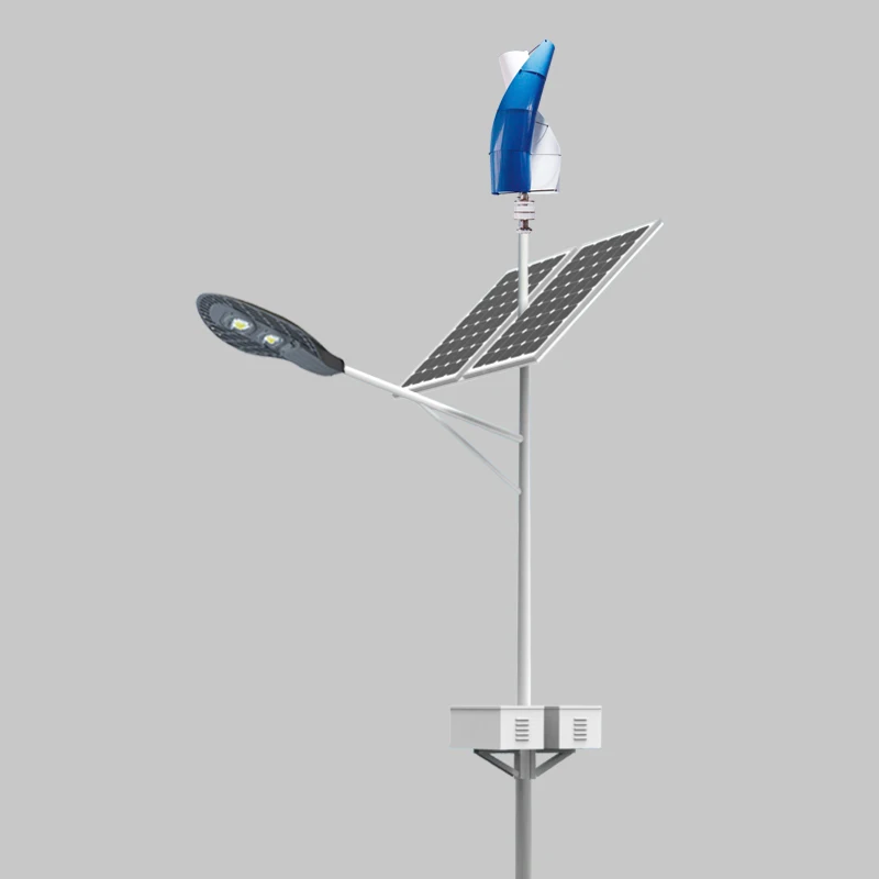 Outdoor wind system vertical turbine solar power street light