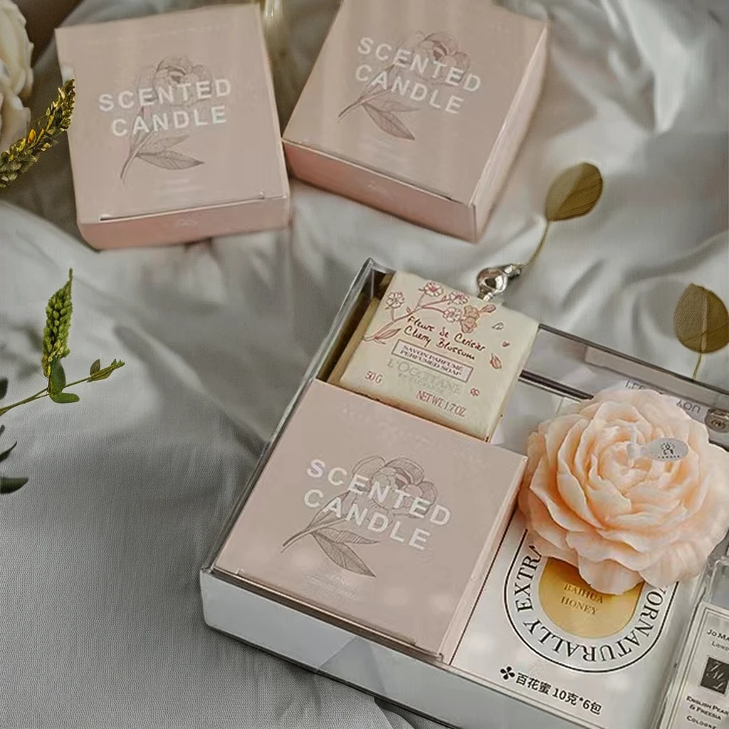 Popular Design Luxury Peony Shaped Flower Fragrances Scented Candle Wedding Souvenirs for Guests