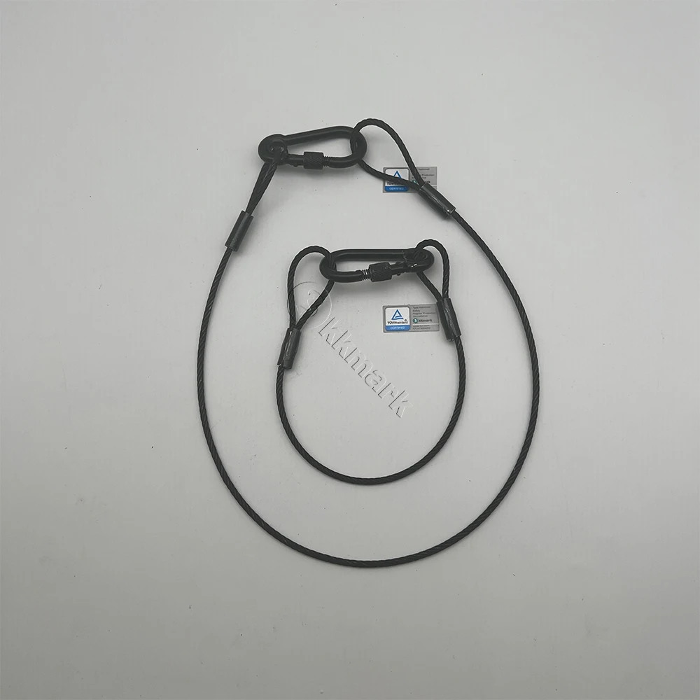 Factory Custom length Steel Cable Suspension Thimble Eye Steel Wire Rope Slings (NO PVC cover) black safety cables wires