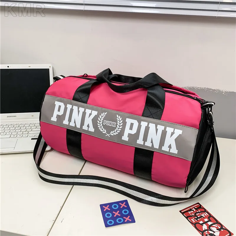 Sequins Black Pink Gym Duffle Bag Women Shoe Compartment Waterproof Sport Bags for Men Women Travel