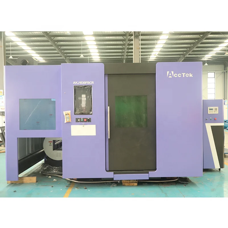 Full Cover Metal Sheet Pipe Tube Cutting Machine 4kw 6kw 12kw Fiber Laser Cutting Machine with 4th rotary device &double table