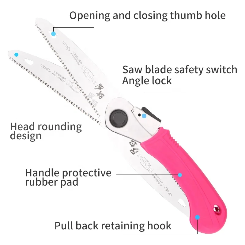 High Quality  Mini Camping Portable Saw with Folding blade Dry Wood Pruning Saw Gardens Folding Saw