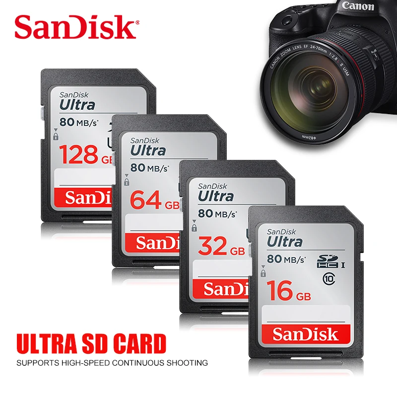 Wholesale 100% original SanDisk SD Card Ultra 64GB 16GB 32GB flash tf/sd card UHS-I SDHC/SDXC for Camera