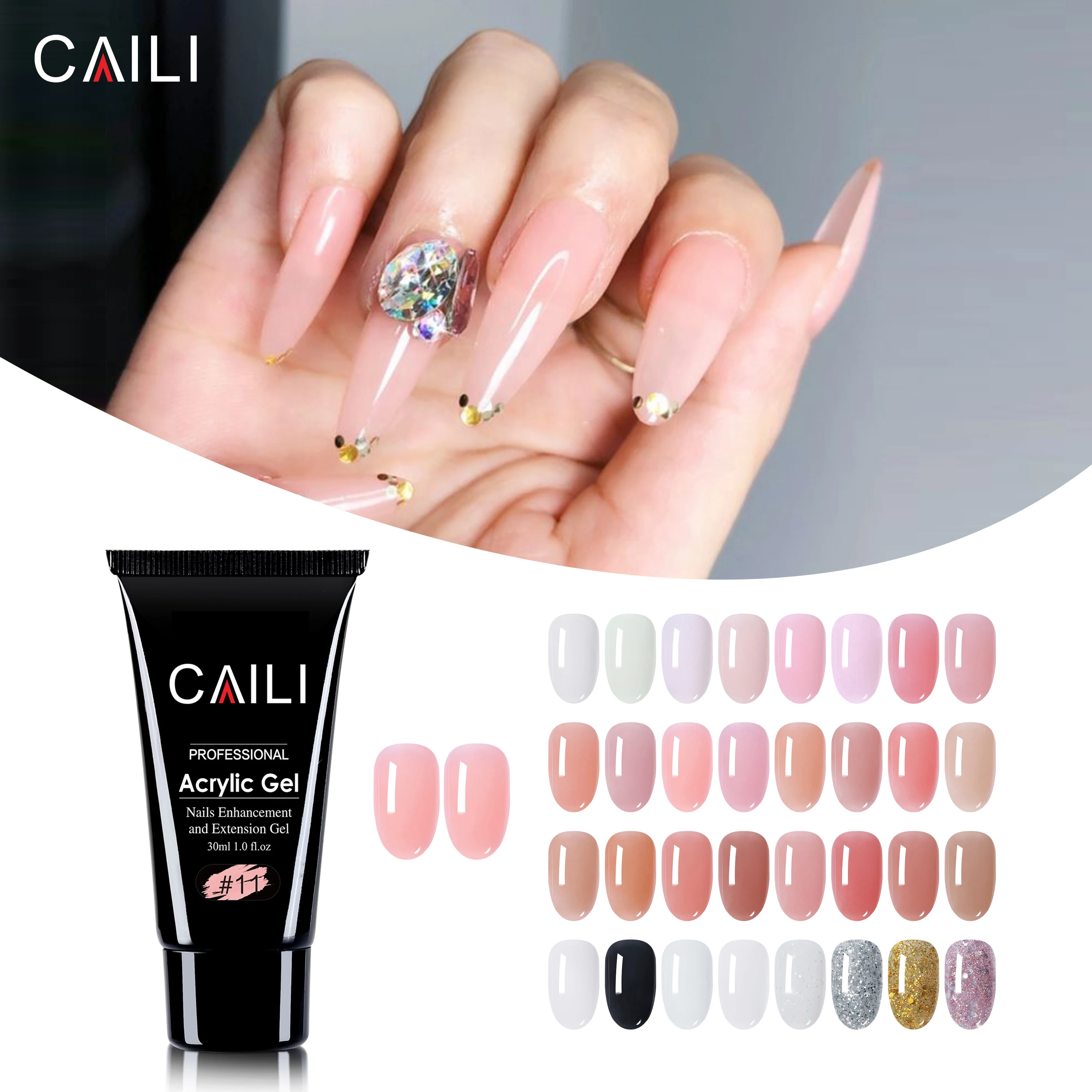 Oem Caili большой завод индивидуальное качество 30 мл акриловый молочный гель для наращивания ногтей твердый