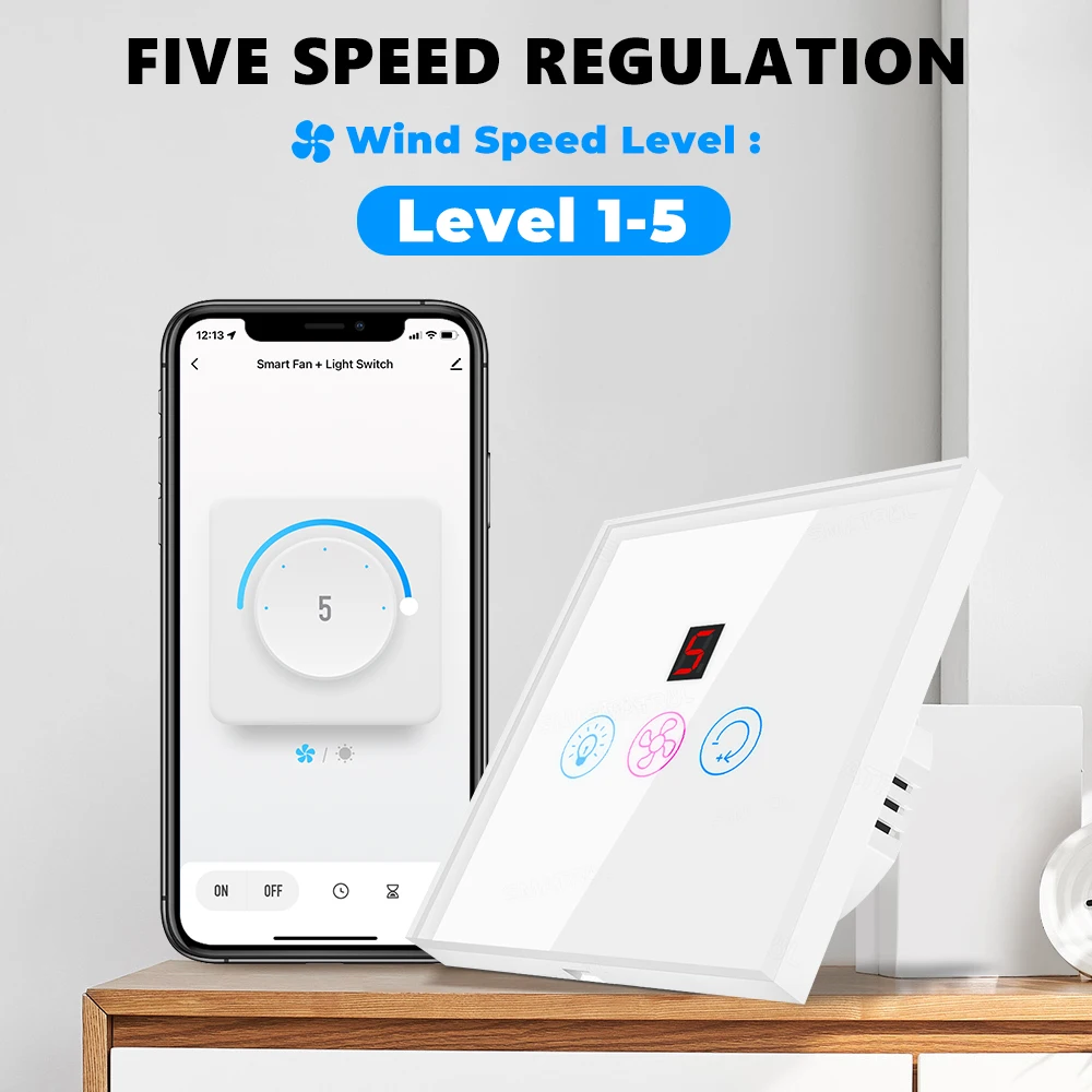 SMATRUL ЕС Tuya Smart WiFi переключатель вентилятора потолочный светильник контроль скорости электрического приложение работает с Alexa Google