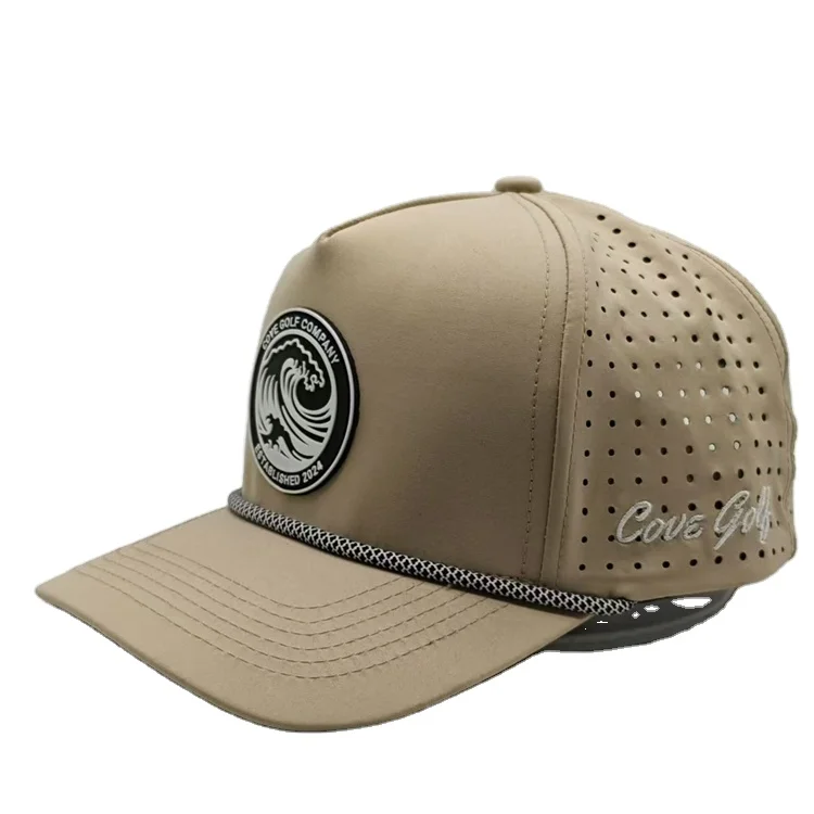 Custom rubber patch logo nylon polyester baseball cap laser cut trucker hat