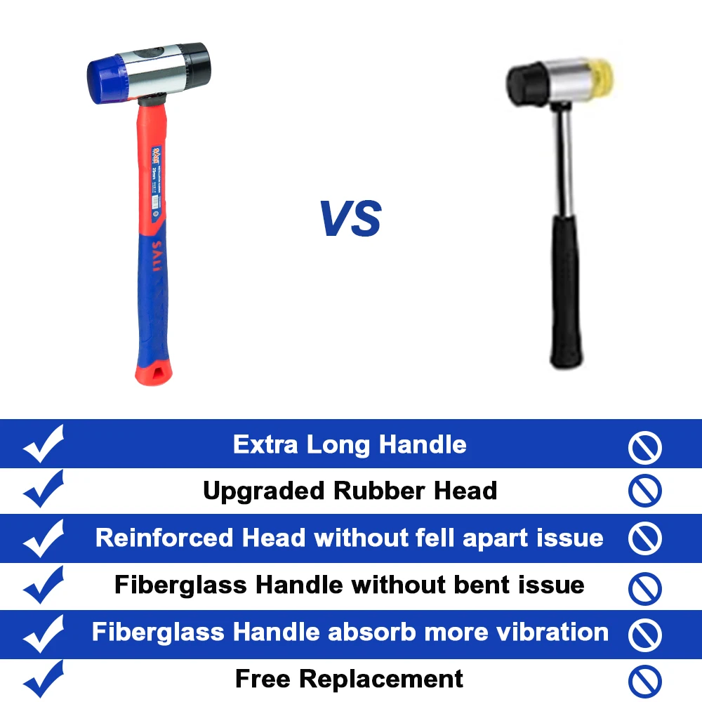 Sali multifunctional non slip rubber 40mm double-faced rubber soft sledge hammer