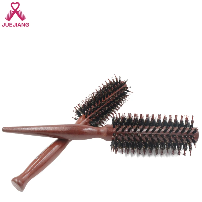 Hair Roller Brush Professional Barber Hairdressing Styling Tools For Curly Hair Wooden Handle Boar Bristles Round Hairbrush