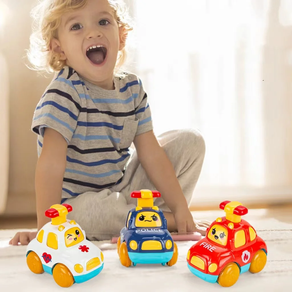 Kids Toys Full Function City Service Electric Toy Cars For Kids Police Cars Plastic Cartoon Toy Inertial Pull back Press Car