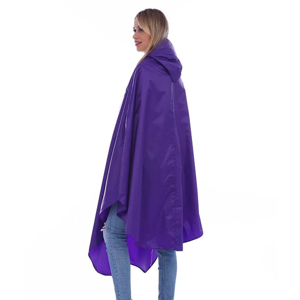 Black Hooded Waterproof PVC Plastic Vinyl Rain Poncho for Adults