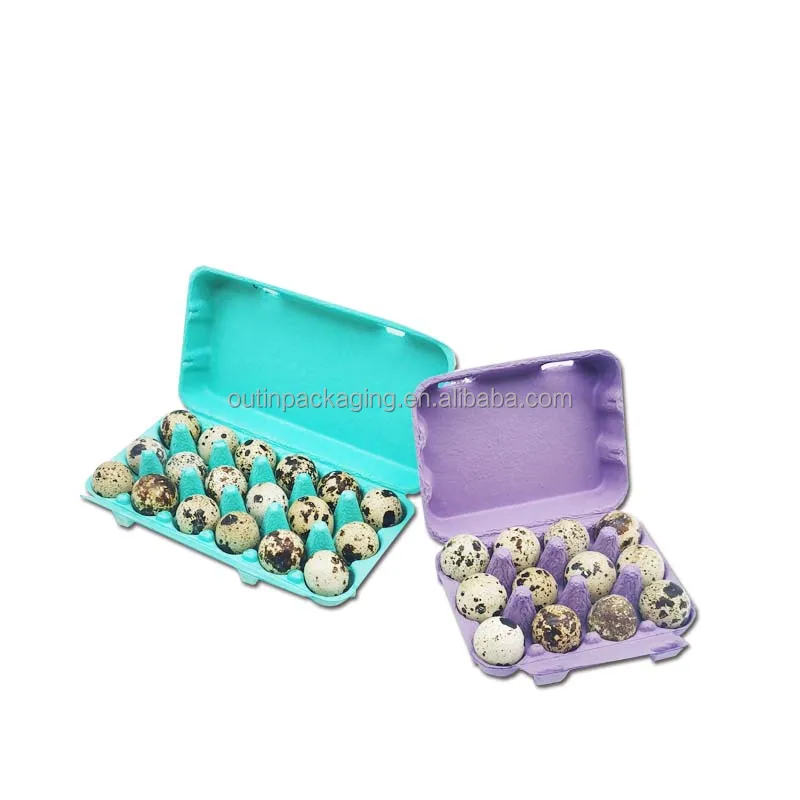 Egg Cartons Compostable Eco Friendly Biodegradable Pulp Quail Egg Holder Tray Box Packaging Custom Molded Paper Pulp 12 Cells G1