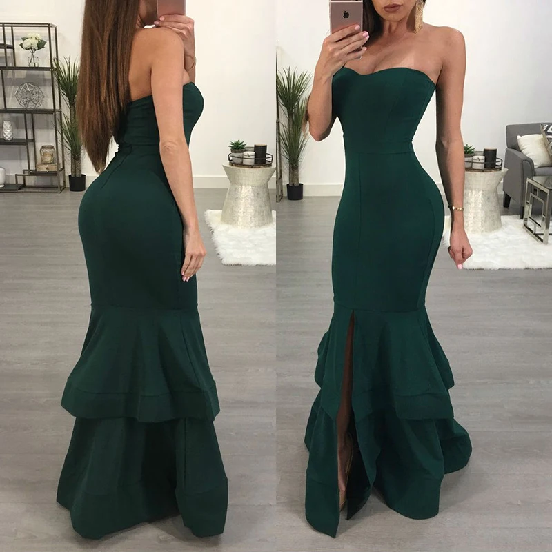 Mature turkish Fashion formal party sheer back long evening dresses women