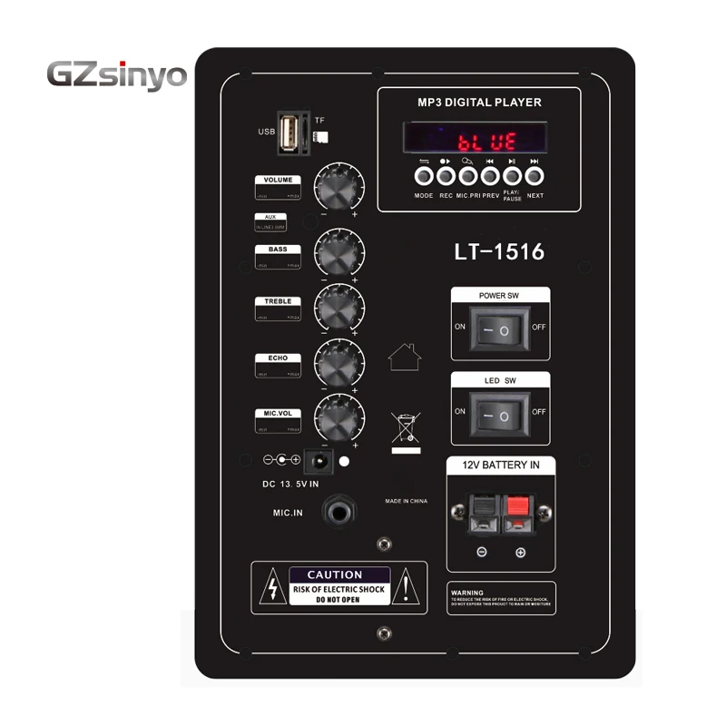 High quality active 15 inch  professional audio subwoofer rechargeable wireless bt trollry  speakers