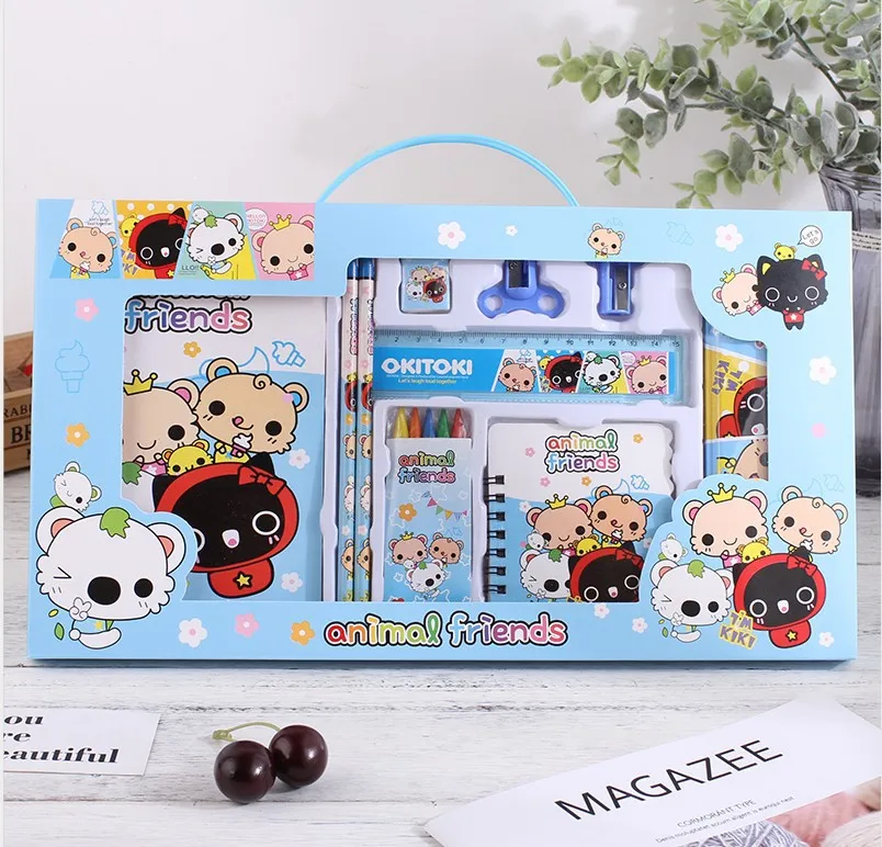 Cartoon students stationery set learning incentives for primary school students stationery set wholesale manufacturers