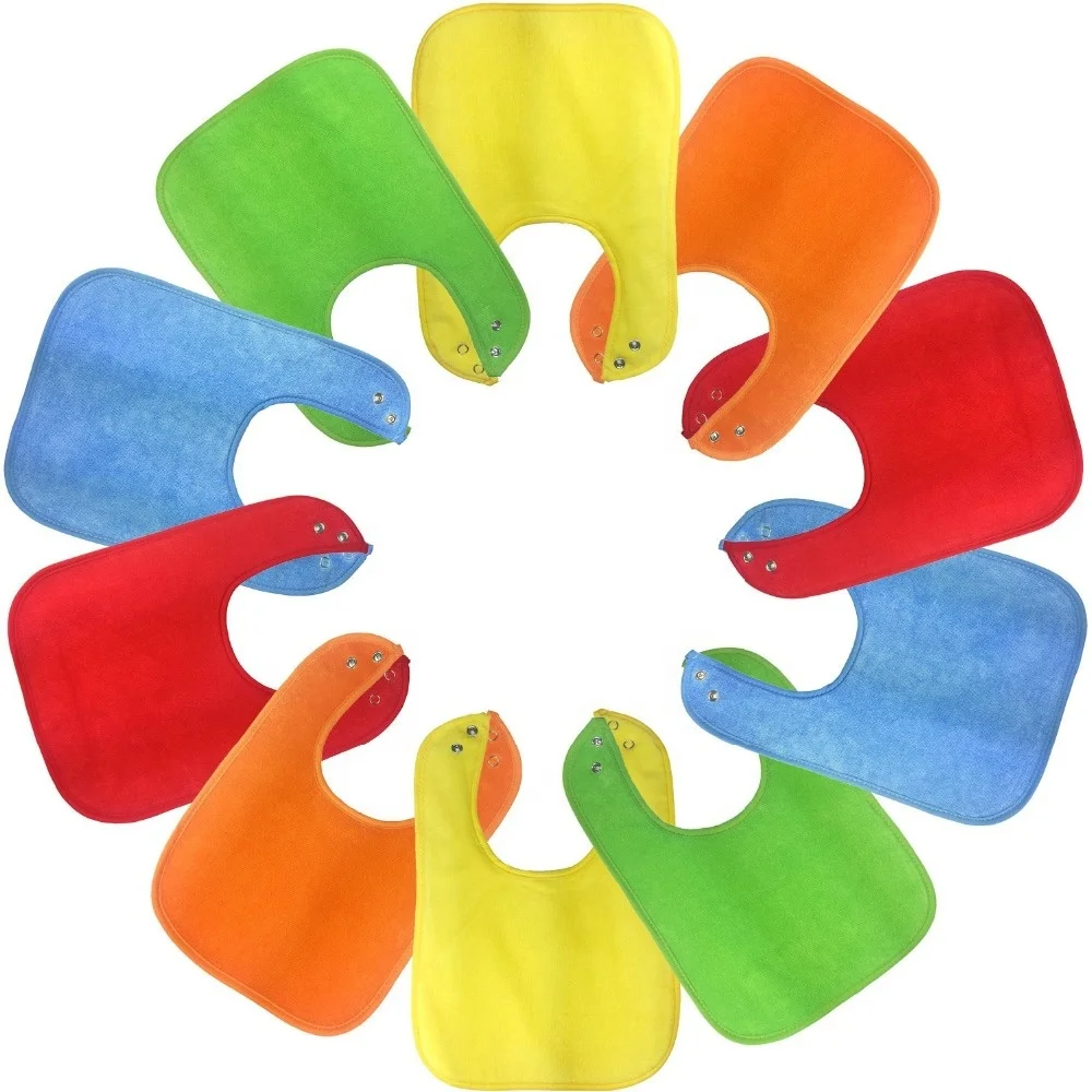 
70% Cotton 30% Polyester Soft Waterproof Baby Bibs with Snaps 