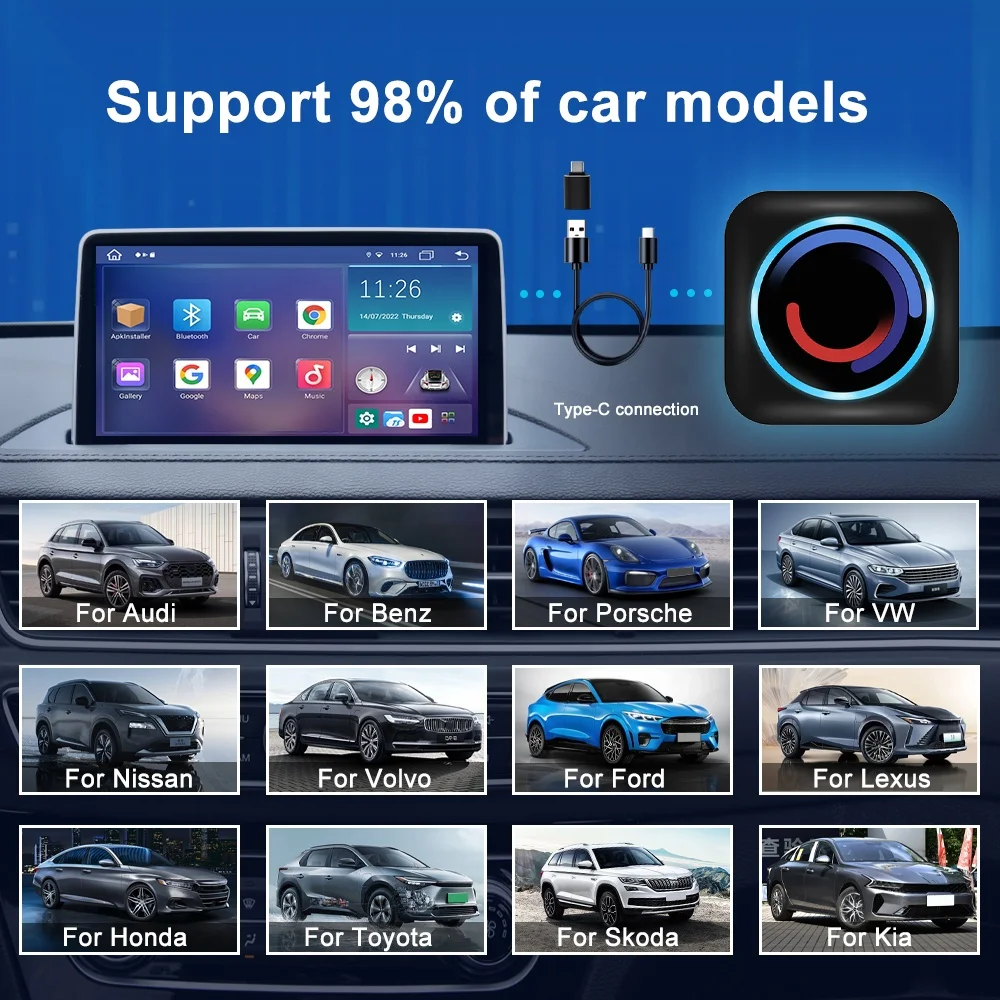 Jmance SIM card TF card mini carplay ai box android 10 GPS navigation usb plug and play Smart Touch Box