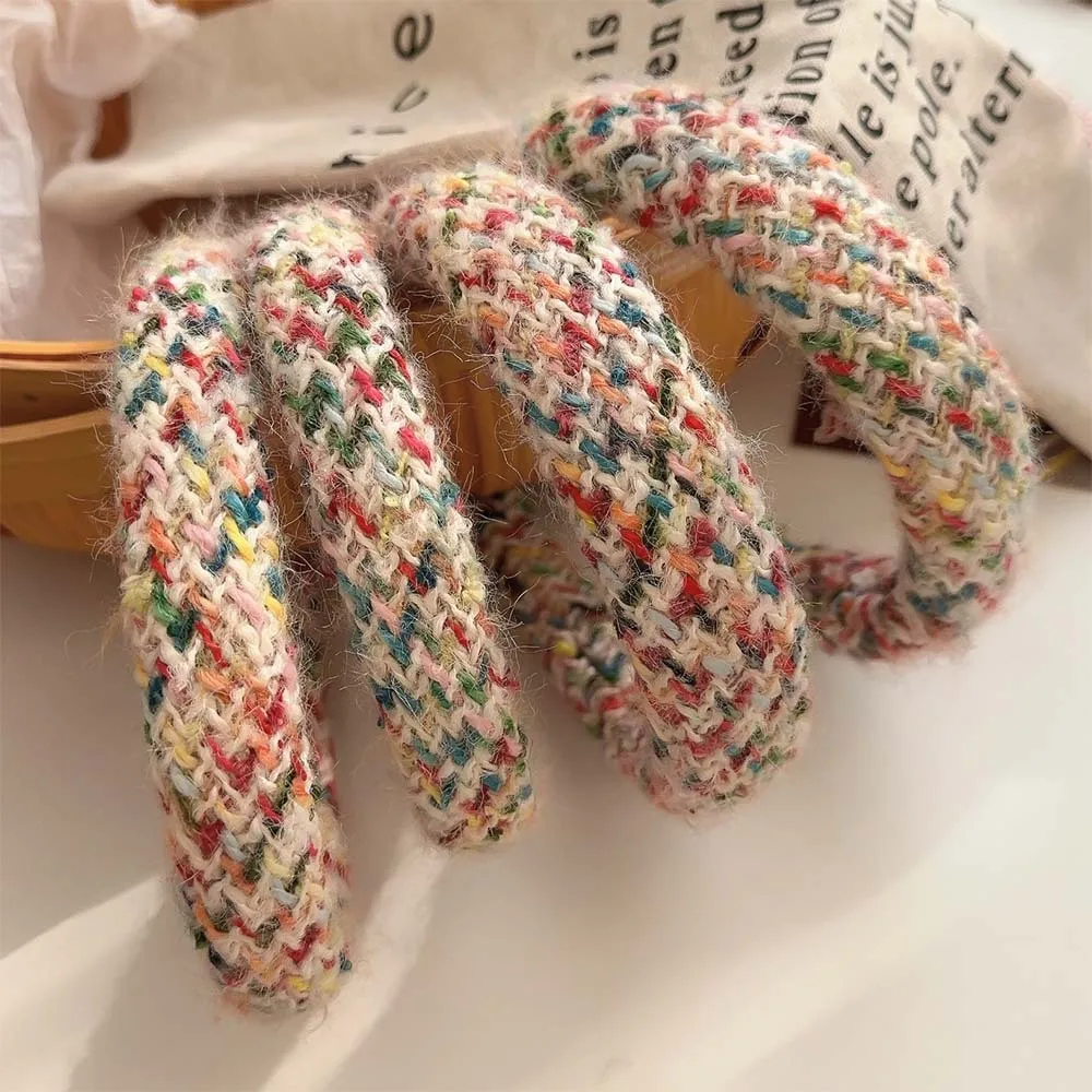 Sweet Girls Hair Accessories Beautiful Color Knitted Headband Christmas Headdress Woven Hairband for Young Ladies
