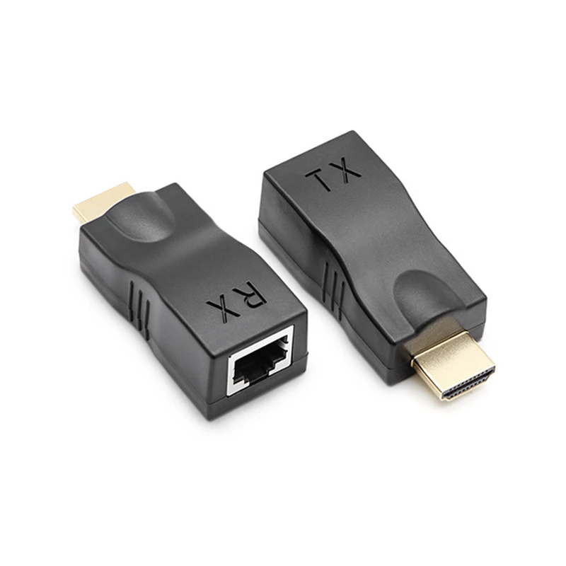 Video Extender HDMI to RJ45 4K 3D HDTV 30M Extension to RJ45 Over Cat 5E/6 Network LAN Ethernet Adapter