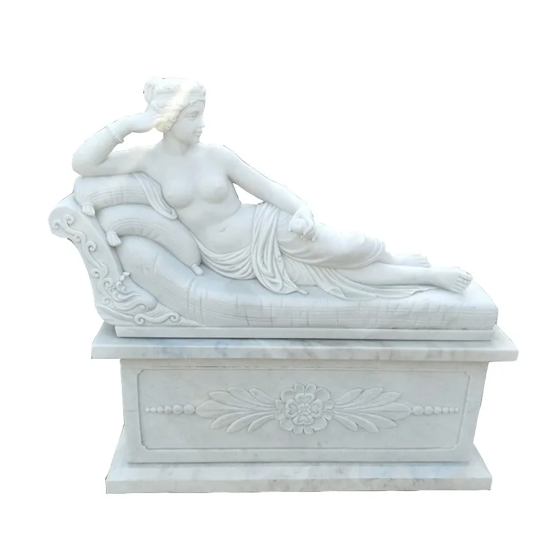 HZX Custom Design Modern Indoor/Outdoor White Marble Woman Statue Hand Carved Design Home Garden Natural Marble sculpture