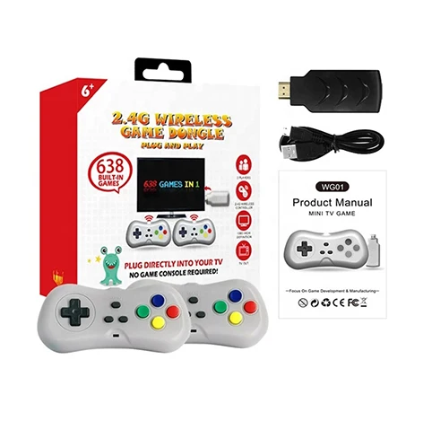 
Retro Game Console with 2 Controllers HD USB Wireless TV Video Games Built-in 638 Double Players Console Classic Video Games 