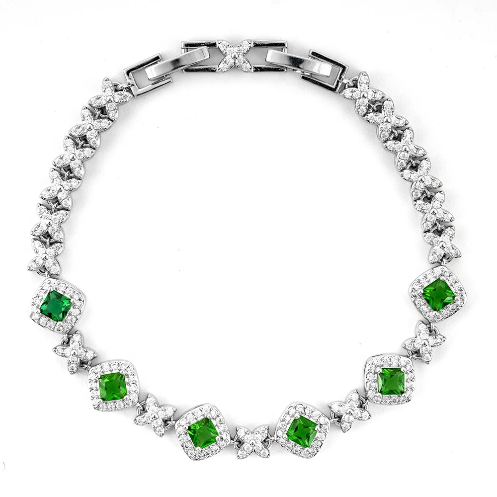 Wholesale Custom CZ Zircon Cubic Zirconia Brass Bracciale Brazalete Bracciali Fashion Jewelry Bracelet for Women Lady