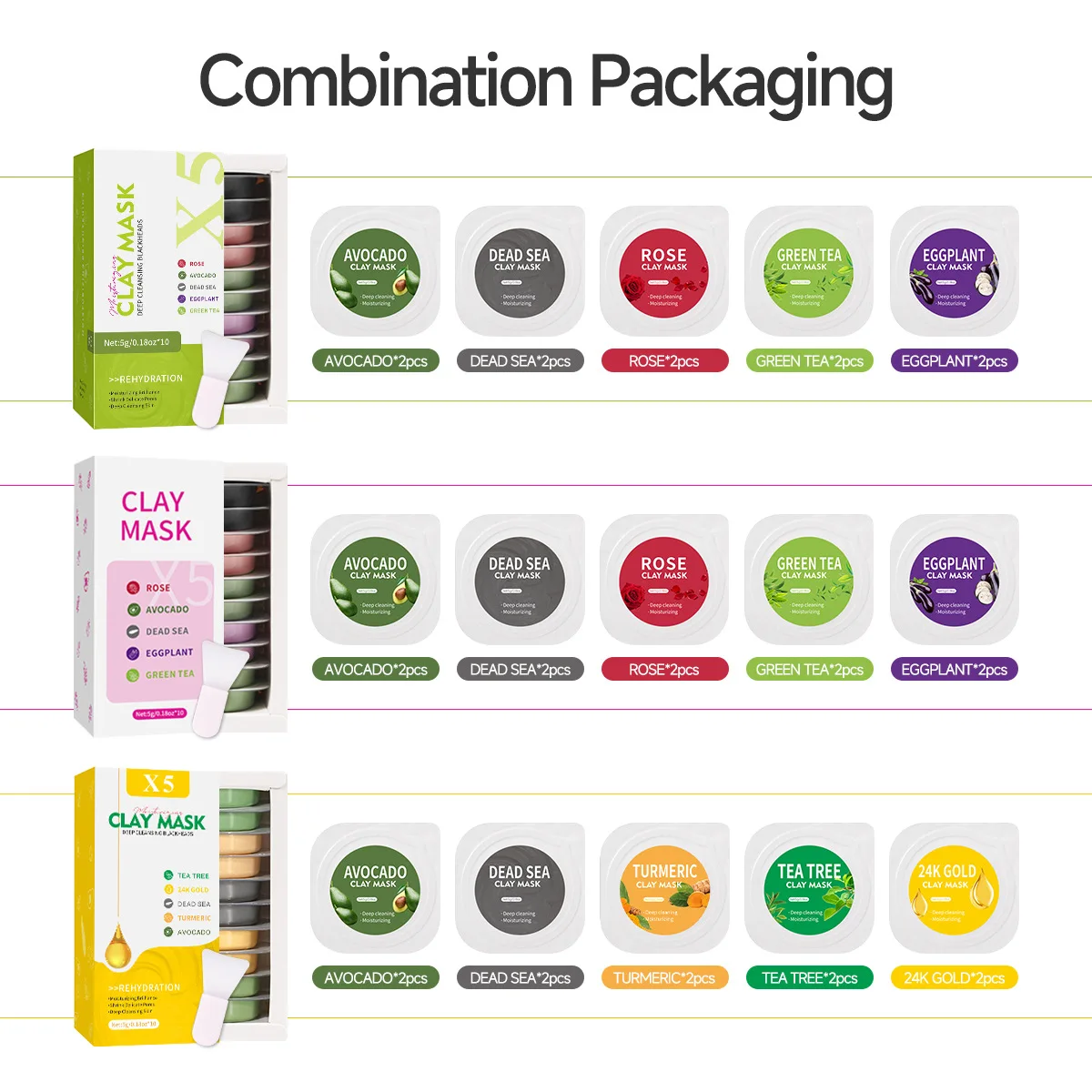 New Arrivals Natural Organic Mud Mask Oil Control Deep Cleansing Disposable Capsules Green Tea Custom Logo Face Clay Mask