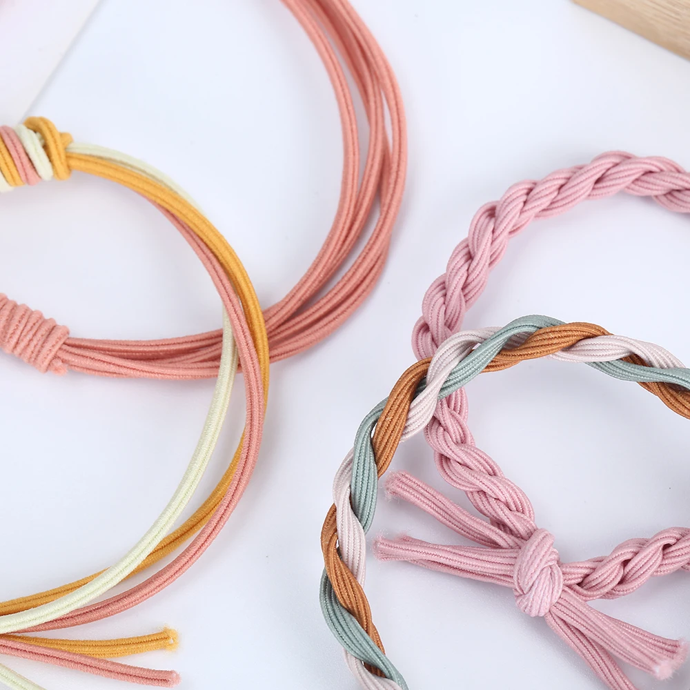 Girls Thick Knitting Knotted Elastic Hair Band High Quality Hand Made Color Matching Twist Knot Hair Tie