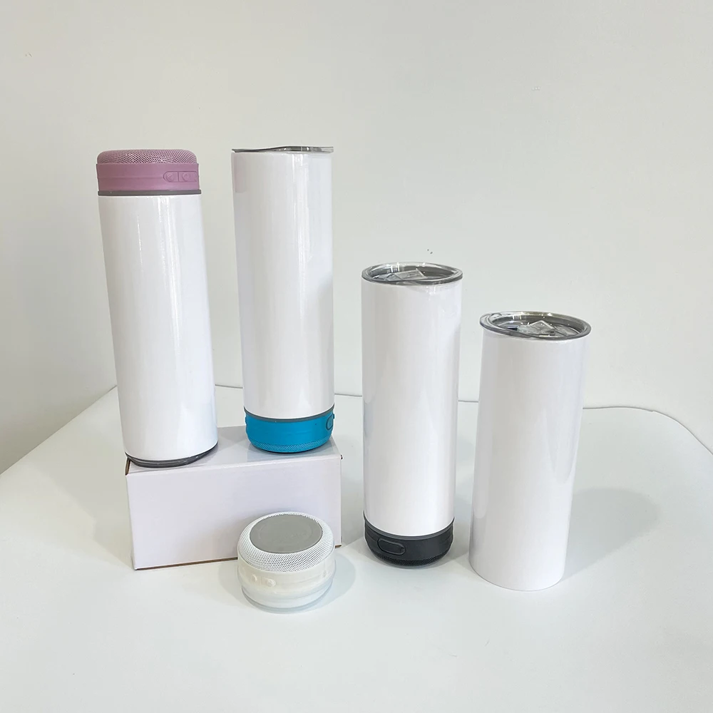 US Warehouse Sport use bowling 600ml 20oz shaped Smart Stainless Steel Water Bottle Intelligent audio water bottle with speaker