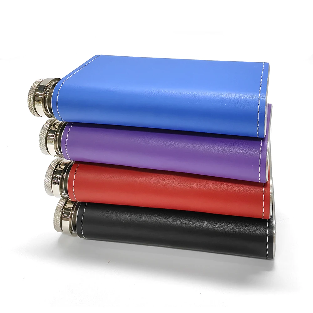 New Arrival Leakproof Portable 5 oz Full Grain Leather Wrapped Stainless Steel Wine Whiskey Hip Flask for Travel Camping Picnic