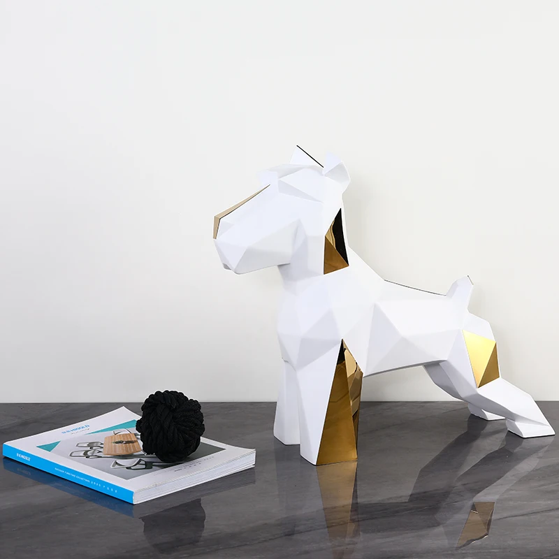 
Fashional Geometric Sculptures Customized Color Ornaments Dog Figuries For Metal Home Decor 