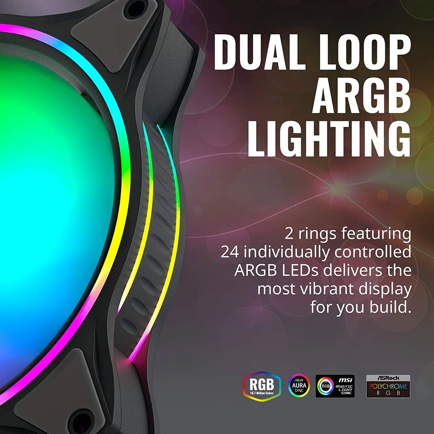 Fan MF120 Halo Duo-Ring Addressable RGB Lighting 120mm 3 Pack with Independently-Controlled LEDS