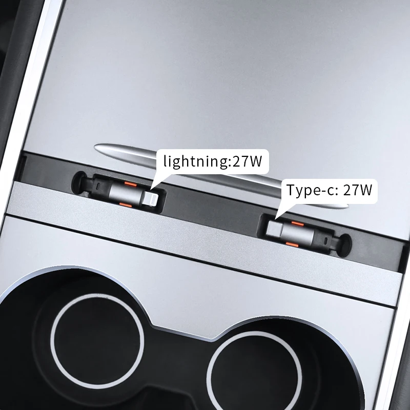 For Tesla model 3 Y Sliding cover extension line docking station car charger car Modified decorative accessories