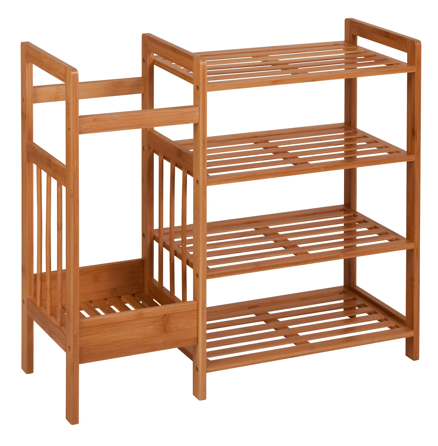 71*27*64 Online 3 tier Umbrella Shoe Stand High Quality Stable Large Space Shoe Rack Entryway Bamboo Shoe Rack