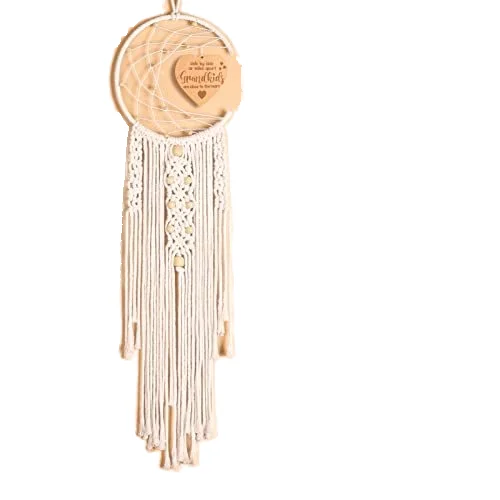 Concentric feather Macrame Dream Catcher 30CM Iron Ring Cotton Macrame Polyester Wool Tassel Wall Hanging Wedding Decoration