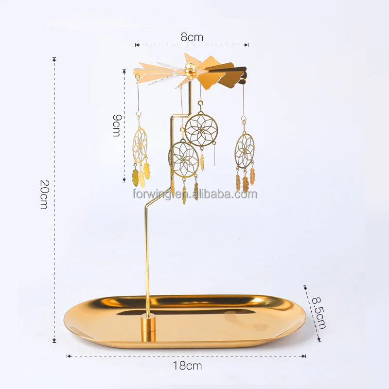 European Romantic Spin Windmill Glass Candleholder Luxury Rotary Light Ornaments for Christmas Table Decoration