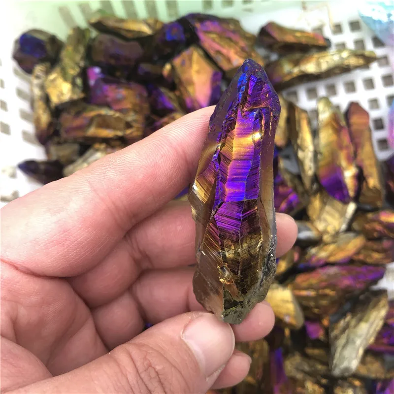 Wholesale Beautiful Rare Rainbow Flame Aura Quartz Crystal Point rough Crystal tumbles for magic wand