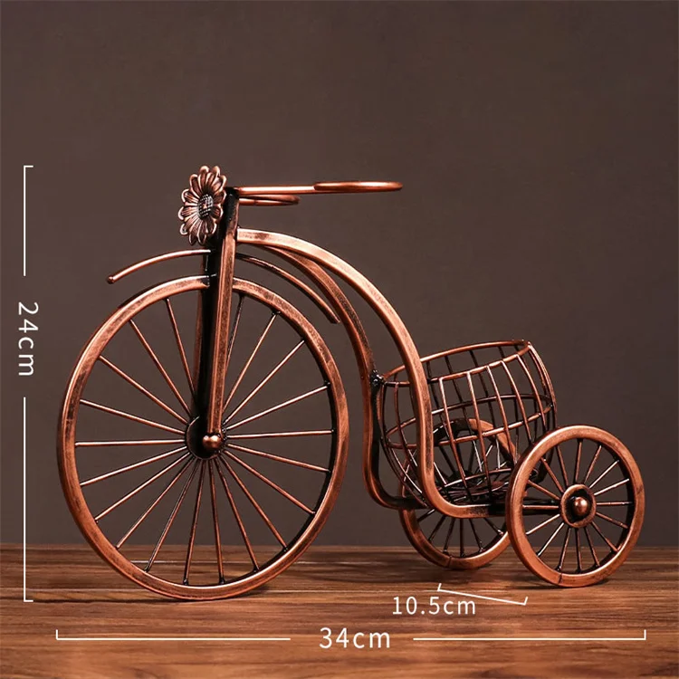 Creative Room Wine Cabinet Storage Rack Decorations European Style Retro Iron Tricycle Wine Rack