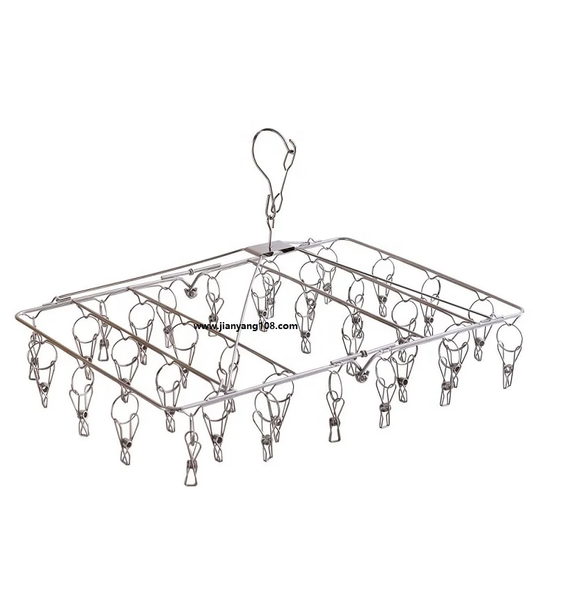 Складная вешалка для белья, с 52 крючками и направляющими