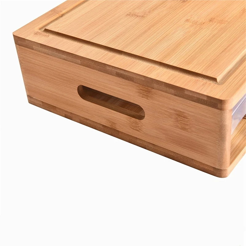 Bamboo cutting boards with 3 storage box kitchen chopping board with juice groove drawer cutting board with grater