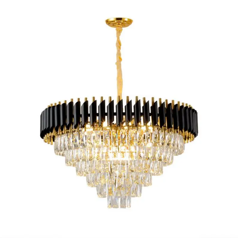 Luxury Round Indoor Egyptian Gold Oval Led Home Modern Crystal Chandeliers Hanging Light Hotel Foyer Staircase Designer