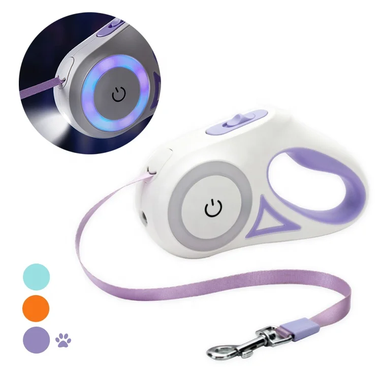 Walking Handsfree Pet Led Light Retractable Dog Lead Leash