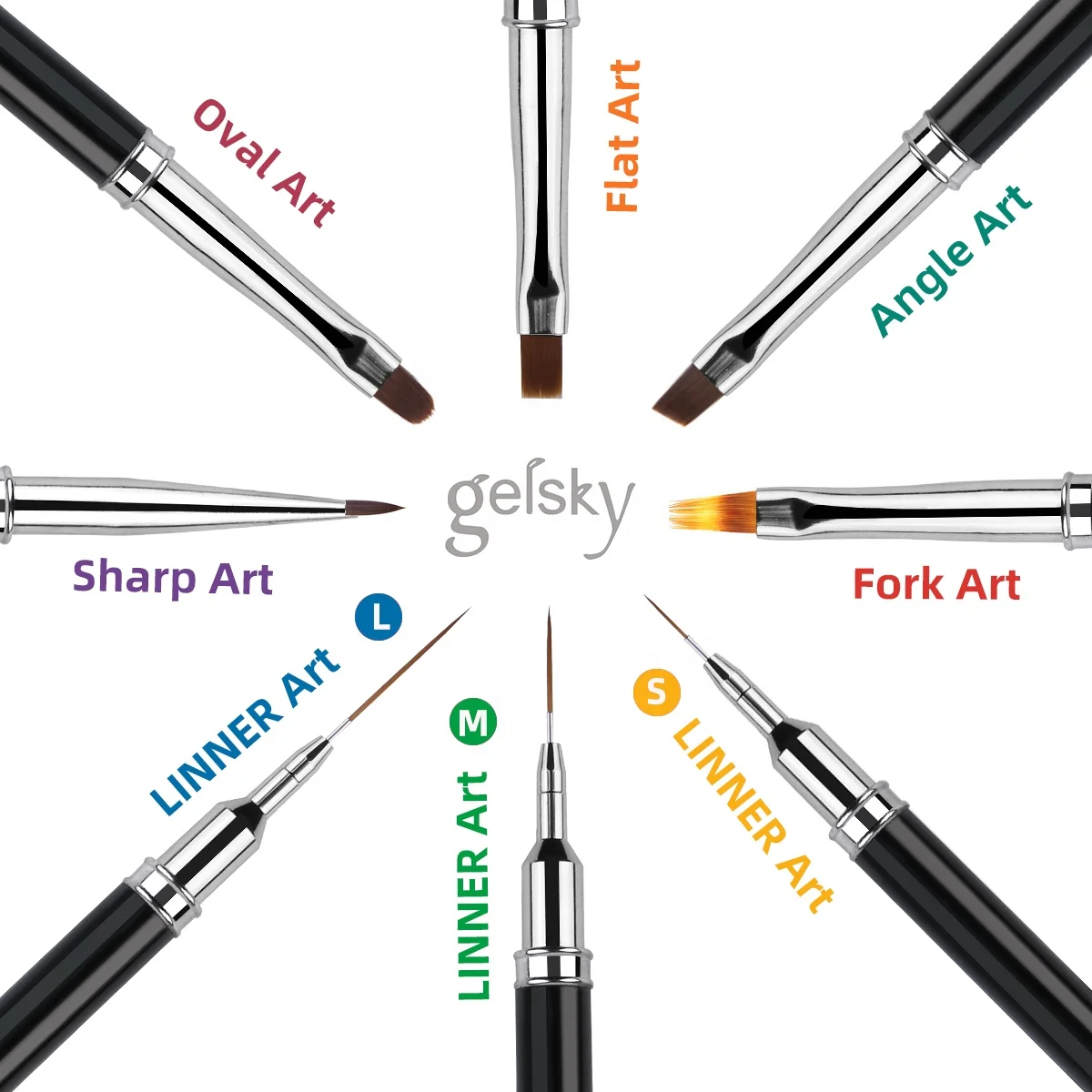 Gelsly Custom Nail Brush Nail Art Ombre Brush Rose Gold Metal Handle Nail Gel Brush